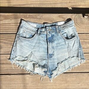 Denim Frayed Hem Women's Shorts